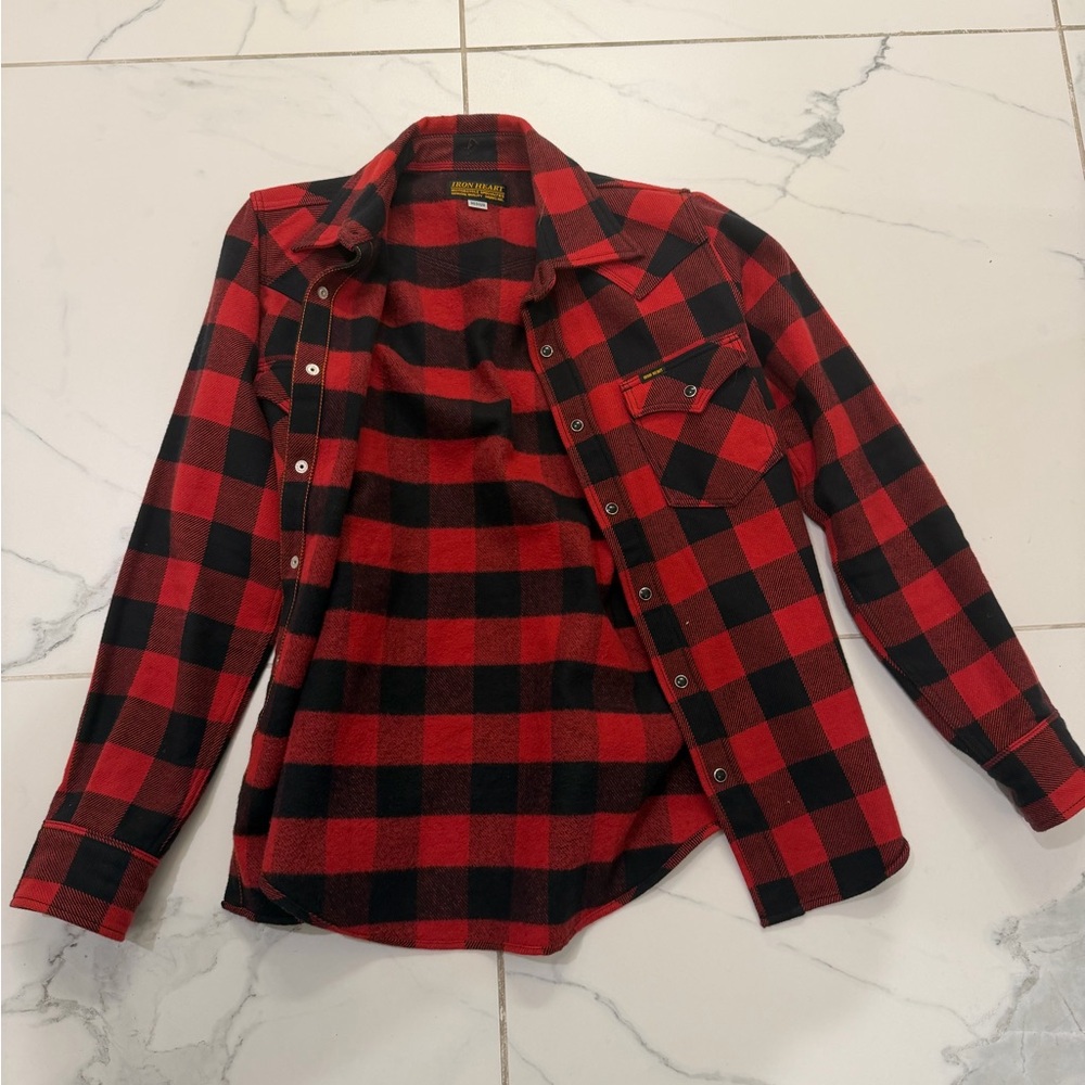 Authentic Iron heart flannel Red and Black Buffalo Plaid Button-Up Shirt